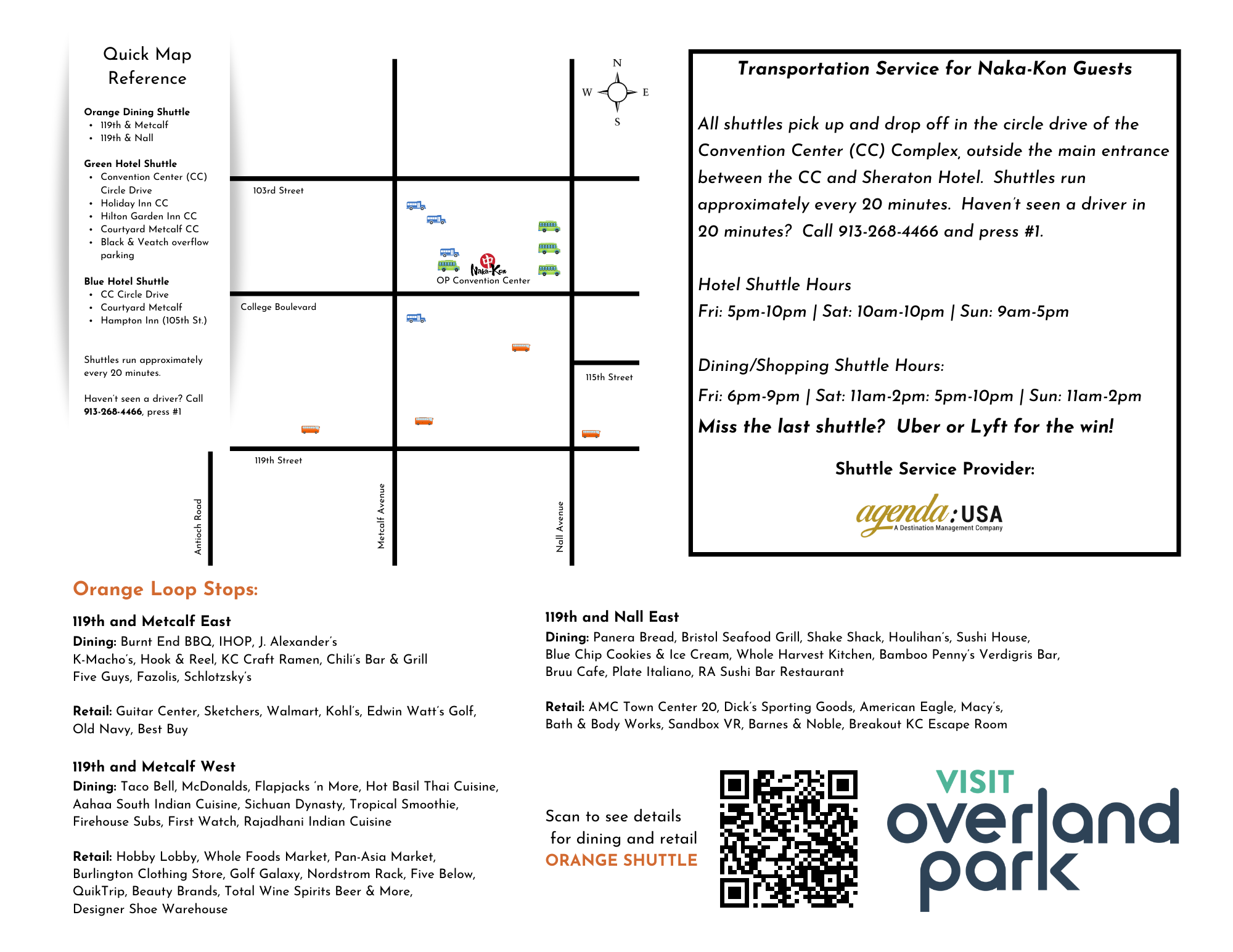 Shuttle route for Naka-Kon 2024