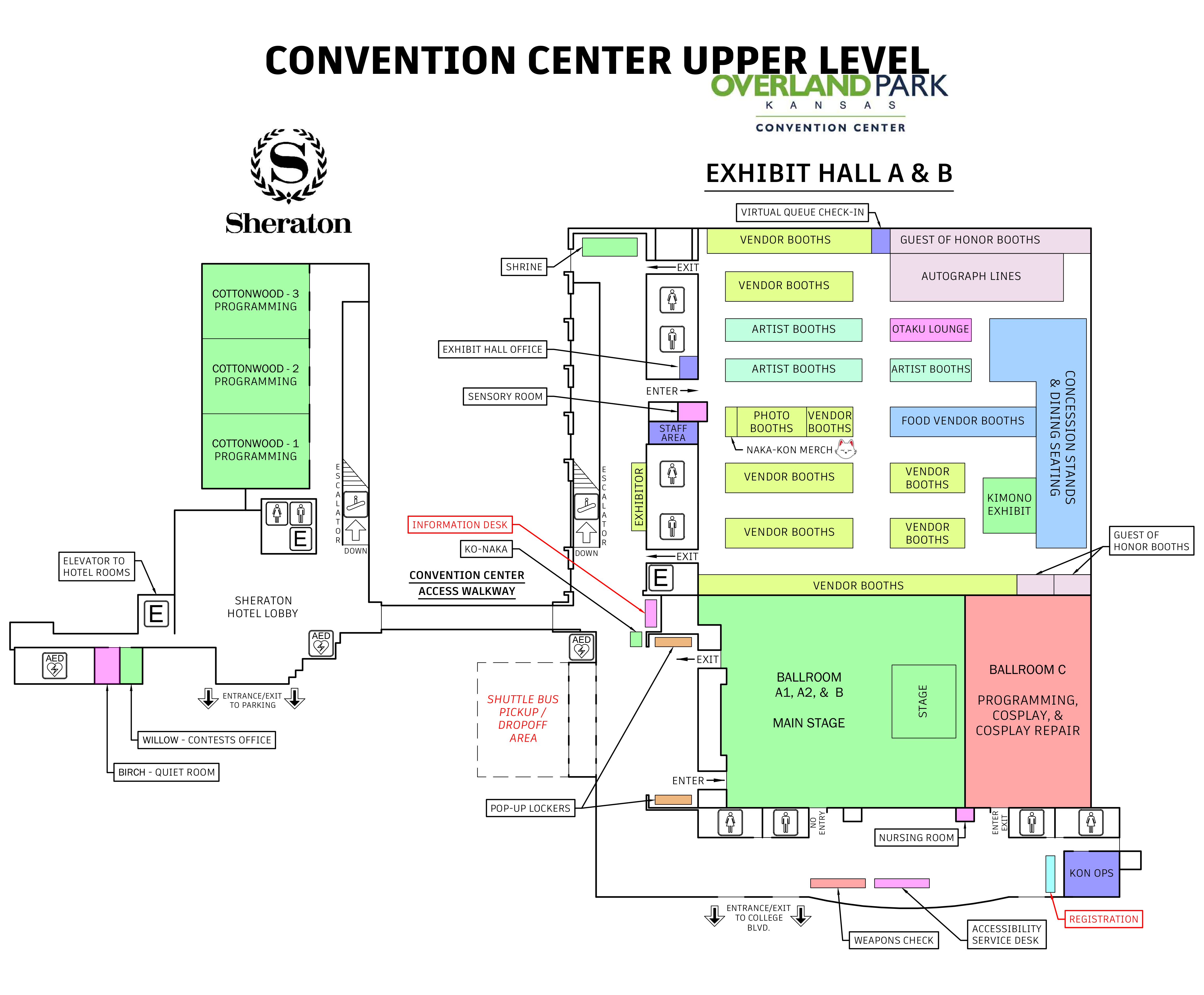 Sheraton & Overland Park Convention Center - Upper Level Map